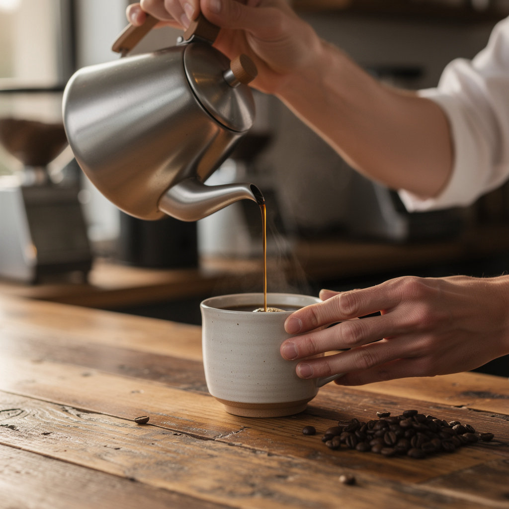 Bean & Barrel Portland coffee shop interior showcasing a warm, welcoming atmosphere with local patrons