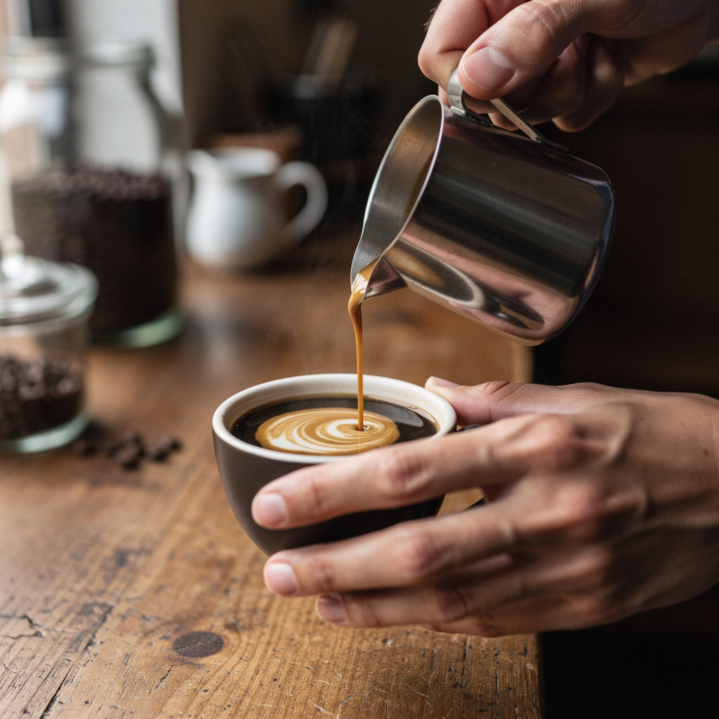 Bean & Barrel Portland coffee barista serving locally sourced coffee in a warm, welcoming neighborhood cafe